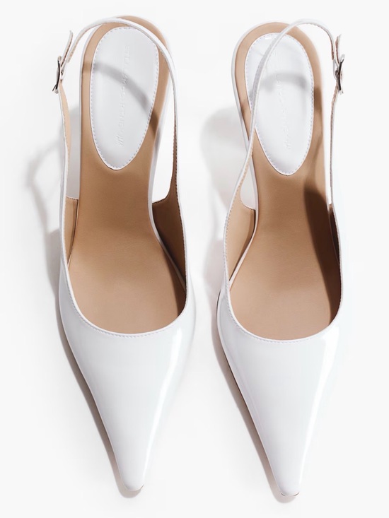 Stella McCartney Shoes - Stella McCartney H&M White Patent Pointed Slingback Pumps
